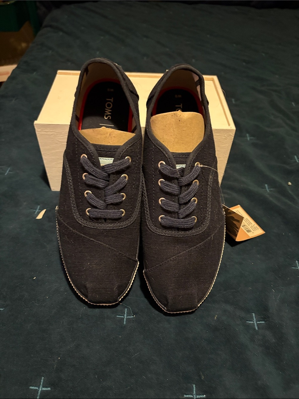 Toms Woman’s Cordones Boardwalk Navy Heritage Wedged Sneakers